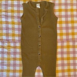 Kate Quinn Sleeveless Olive Green Button-Up Romper 18-24M